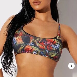 Fashion Nova Red and Orange Bikini Top Sporty Chic